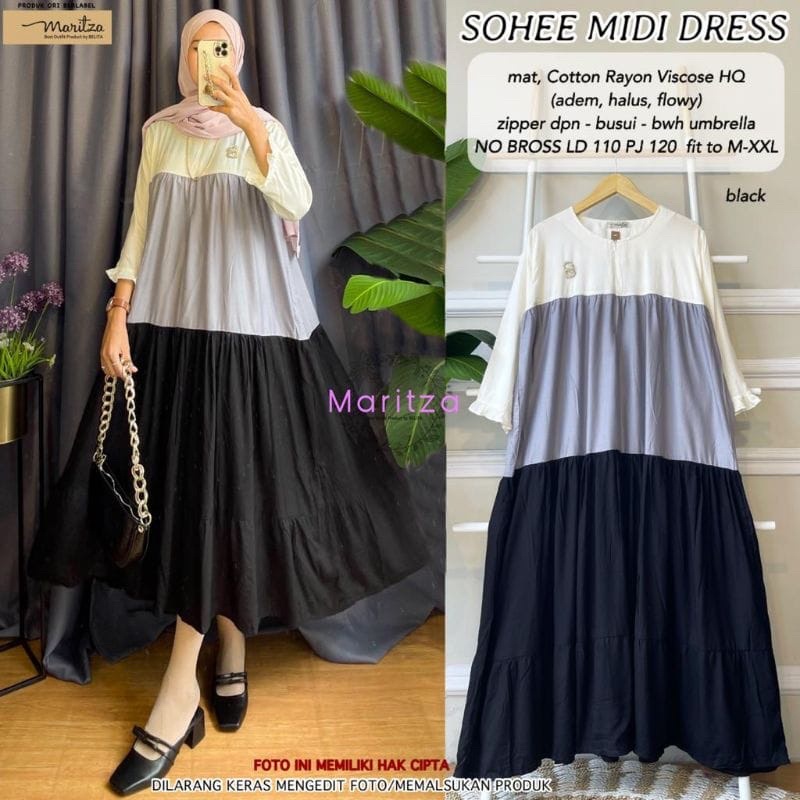 Jual Mgf Baju Gamis Remaja Wanita Kekinian Dress Midi Fashion Muslim