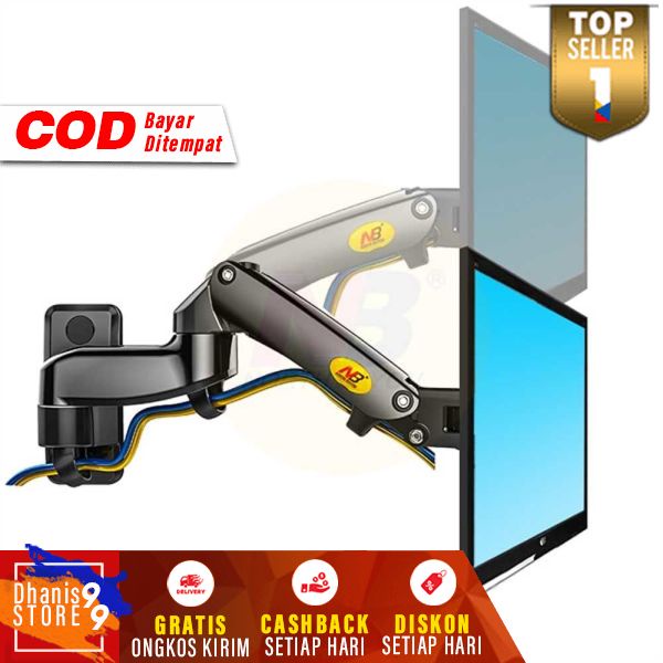 Universal Monitor Arm Bracket Vesa Wall Mount 17-27 Inch Braket Smart TV Gantungan Televisi Desain Teleskopis Berkualitas