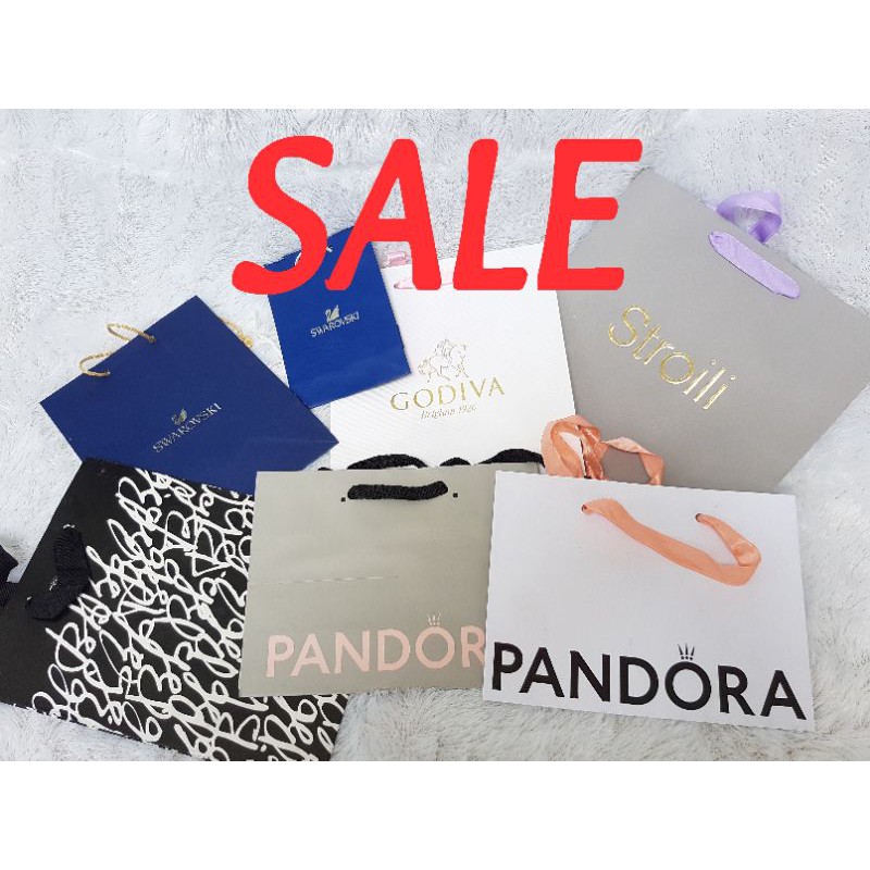 

SALE REJECT paper bag branded swarovksi pandora godiva tas goodie bag stroili bumble murah tebal