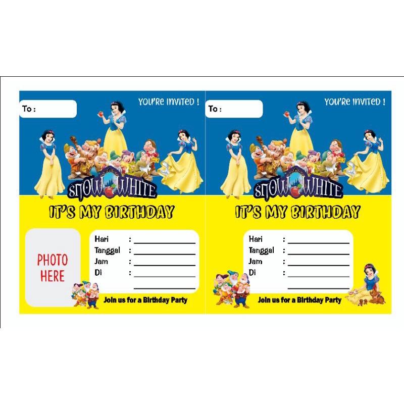Undangan Snow White CUSTOM TEXT+FOT