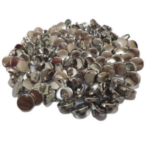 COD 100 pcs Diameter 9 - 11 - 13 mm - Kancing Baju Jamur Silver Polos Datar