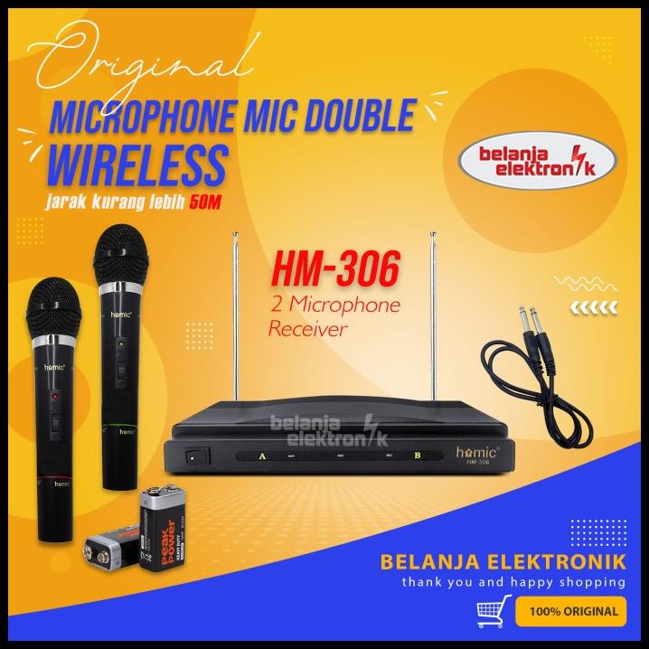 Mic Microphone Double Wireless Homic Hm-306 Original