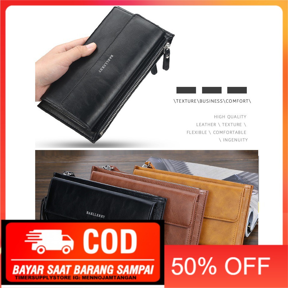 Dompet Pria Wanita Original Baellerry Large Capacity Zipper Clutch