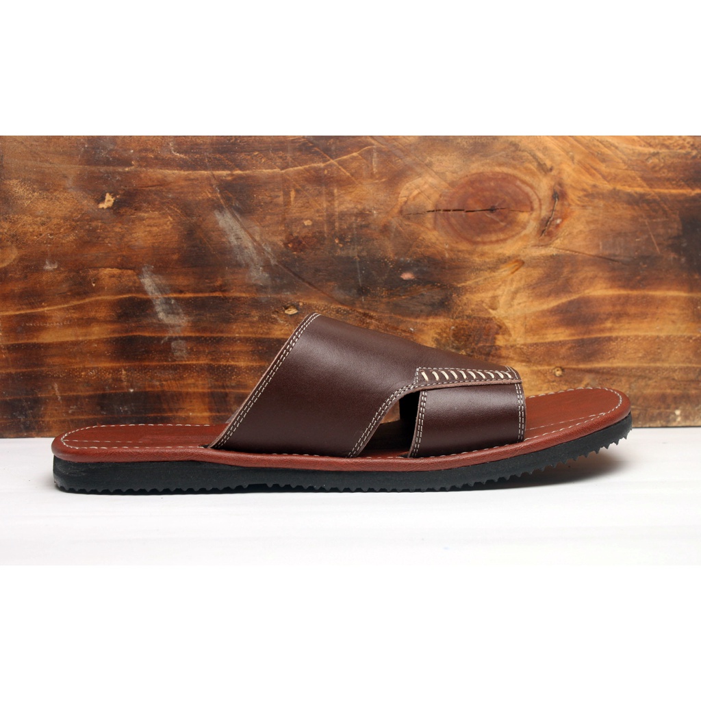 Sandal Kasual Pria Kulit Asli Rasheda Gr 42 Slide Kokop Big Size