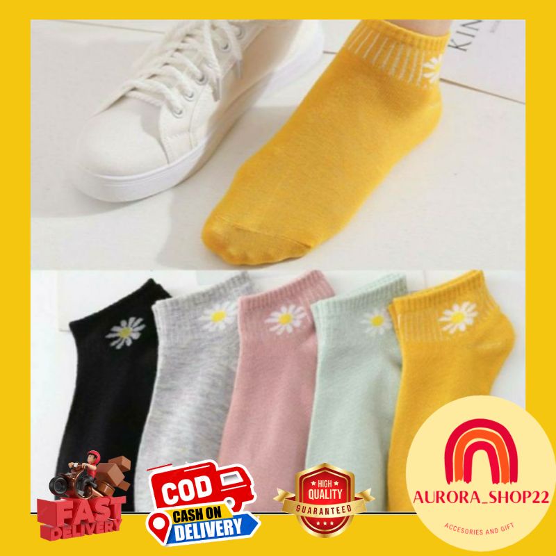 [COD] Kaos Kaki Pendek Motif Bunga Daisy / Kaos Kaki Ankle Shock / Kaos Kaki Wanita