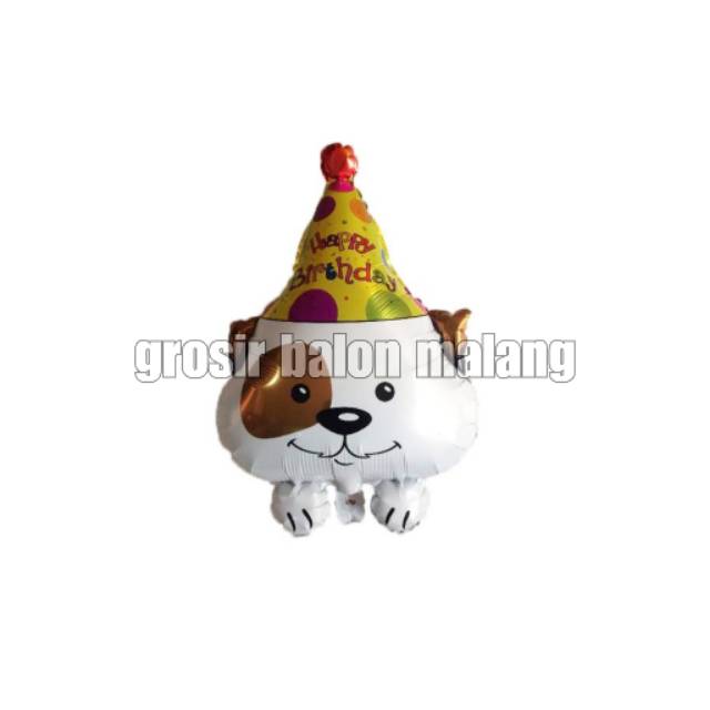 Balon foil happy birthday anjing dog