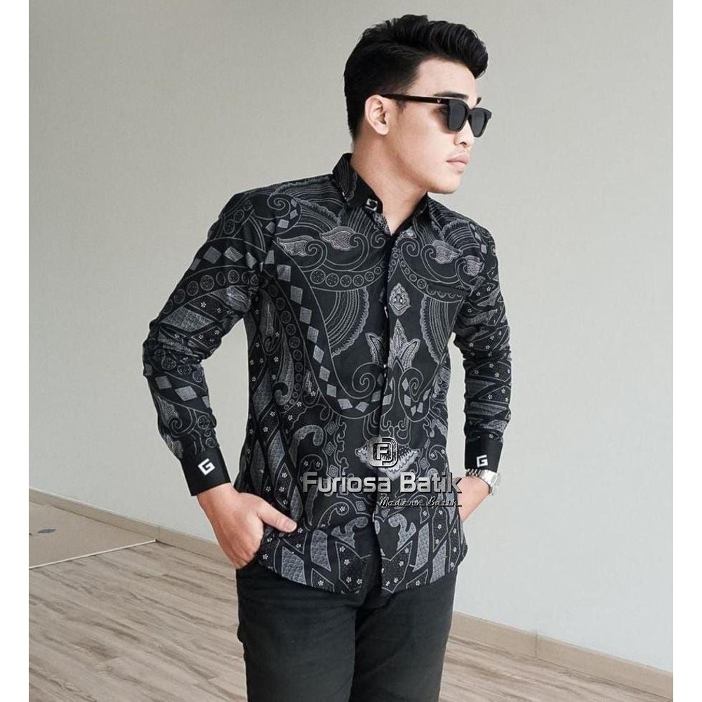 Furiosa Batik Klabang Hitam Baju Batik Pria Lengan Panjang Batik pria Size M L XL XXL