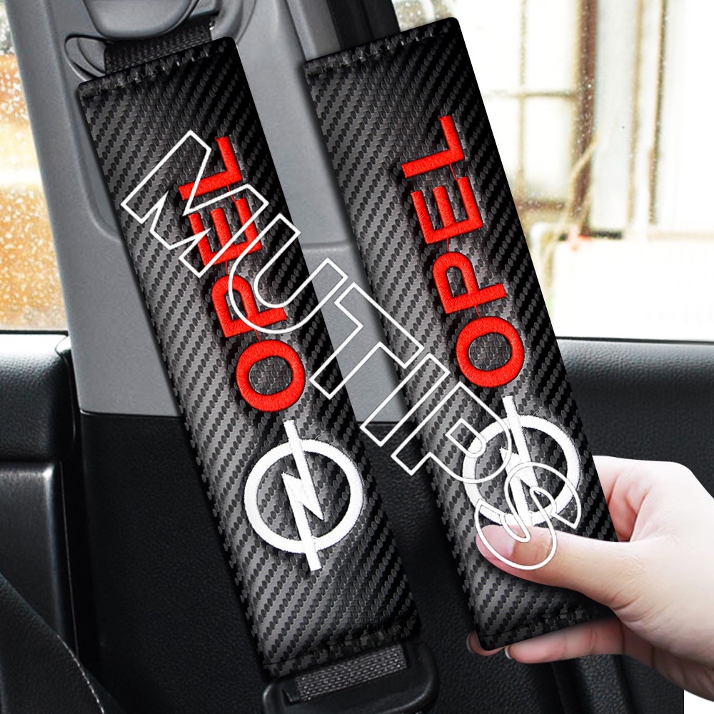 Opel 2pcs Cover Sabuk Pengaman Mobil Bahan Carbon Fiber Untuk Corsa Vectra Astra g H J K Insignia Vivaro Zafira Mokka