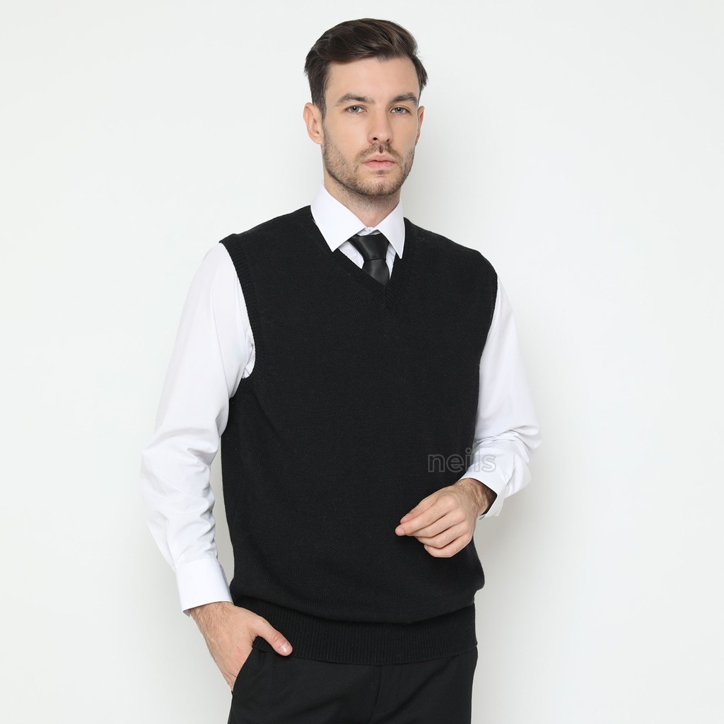 Sweater Rajut Pria - Vest / Rompi BLACK