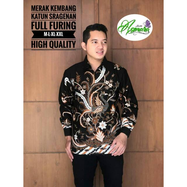 Batik Pria MERAK KEMBANG Asli Katun Sragenan Full Furing Murah