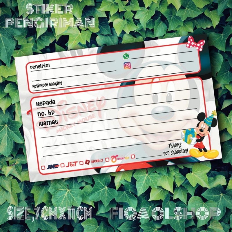 

50PCS | STIKER PENGIRIMAN OLSHOP | STIKER PENGIRIMAN OLSHOP MOTIF MICKEY MOUSE