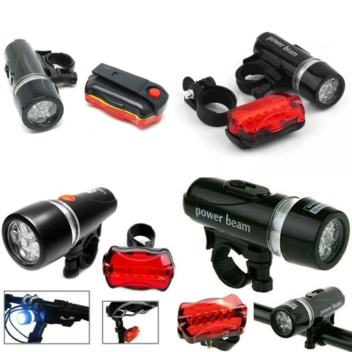  Lampu  Sepeda  lipat  Depan Belakang mtb  5 LED Set Paket 