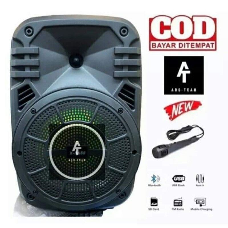 COD SPEAKER BLUETOOTH KARAOKE 8'5 INCH FLECO F-8609 LED BONUS MIC KARAOKE X-BASSS//SPEAKER FLECO X-B