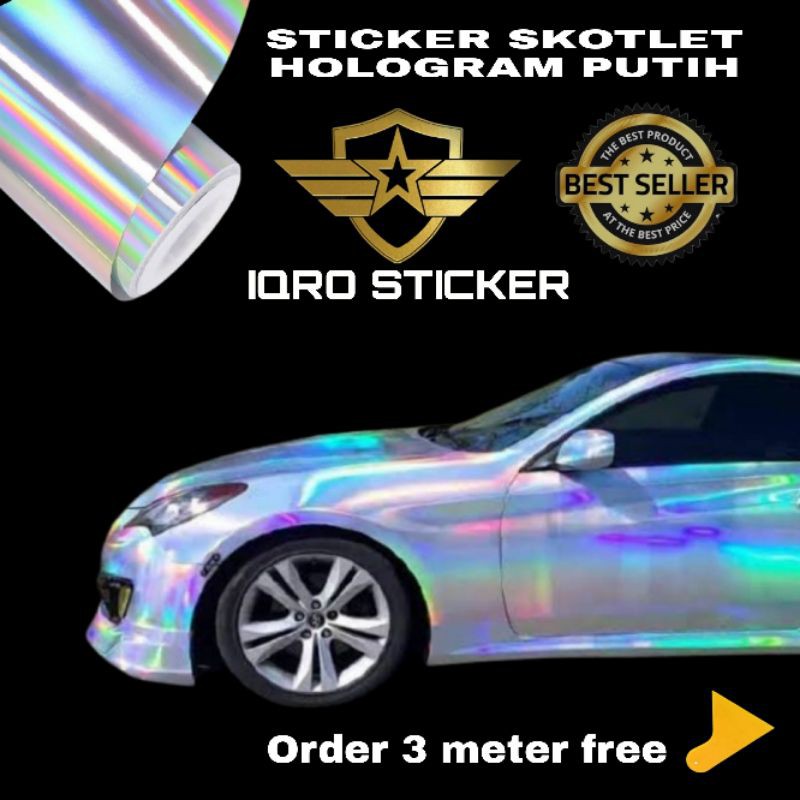 Sticker skotlet hologram putih / skotlet motor / skotlet mobil hologram putih