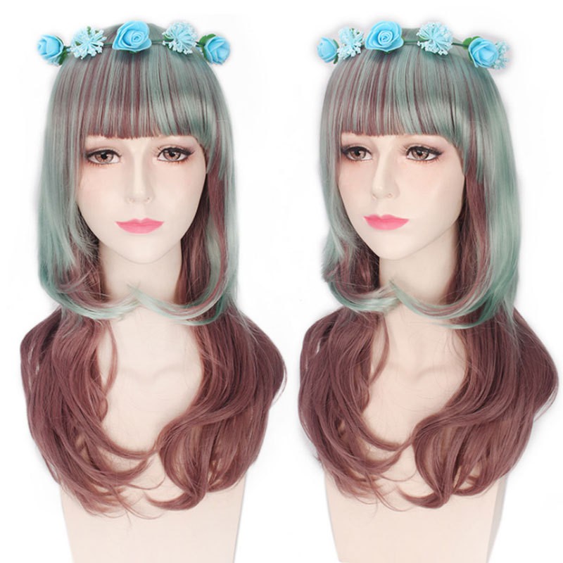 LOL-43 wig daily lolita rambut palsu panjang wanita gradasi brown hijau