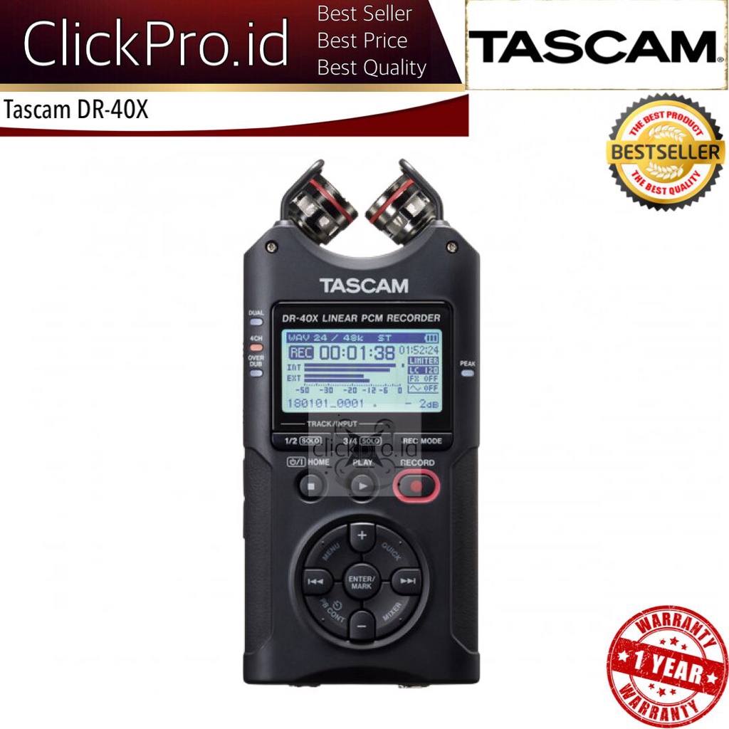 TASCAM DR-40X Audio Portable Recorder / TASCAM DR40X Recorder Audio