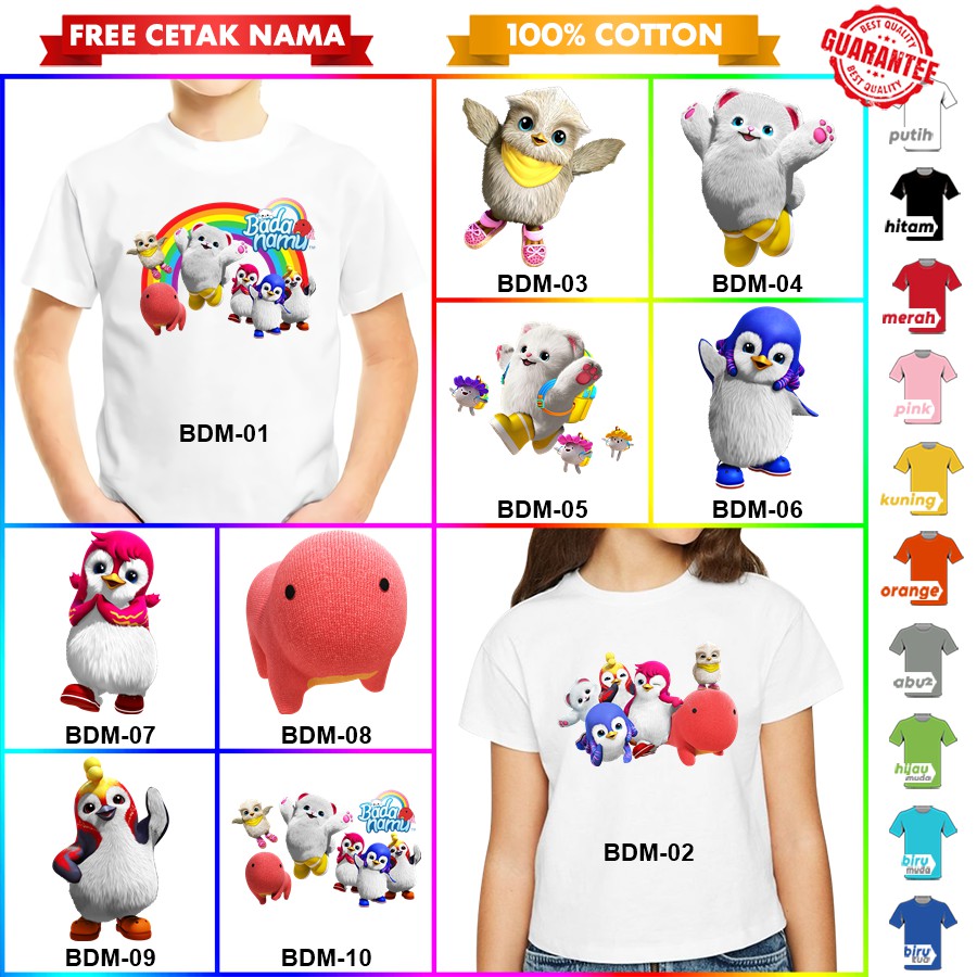 [FREE NAMA!!] Baju Kaos ANAK DAN DEWASA BADANAMU BANYAK MOTIF