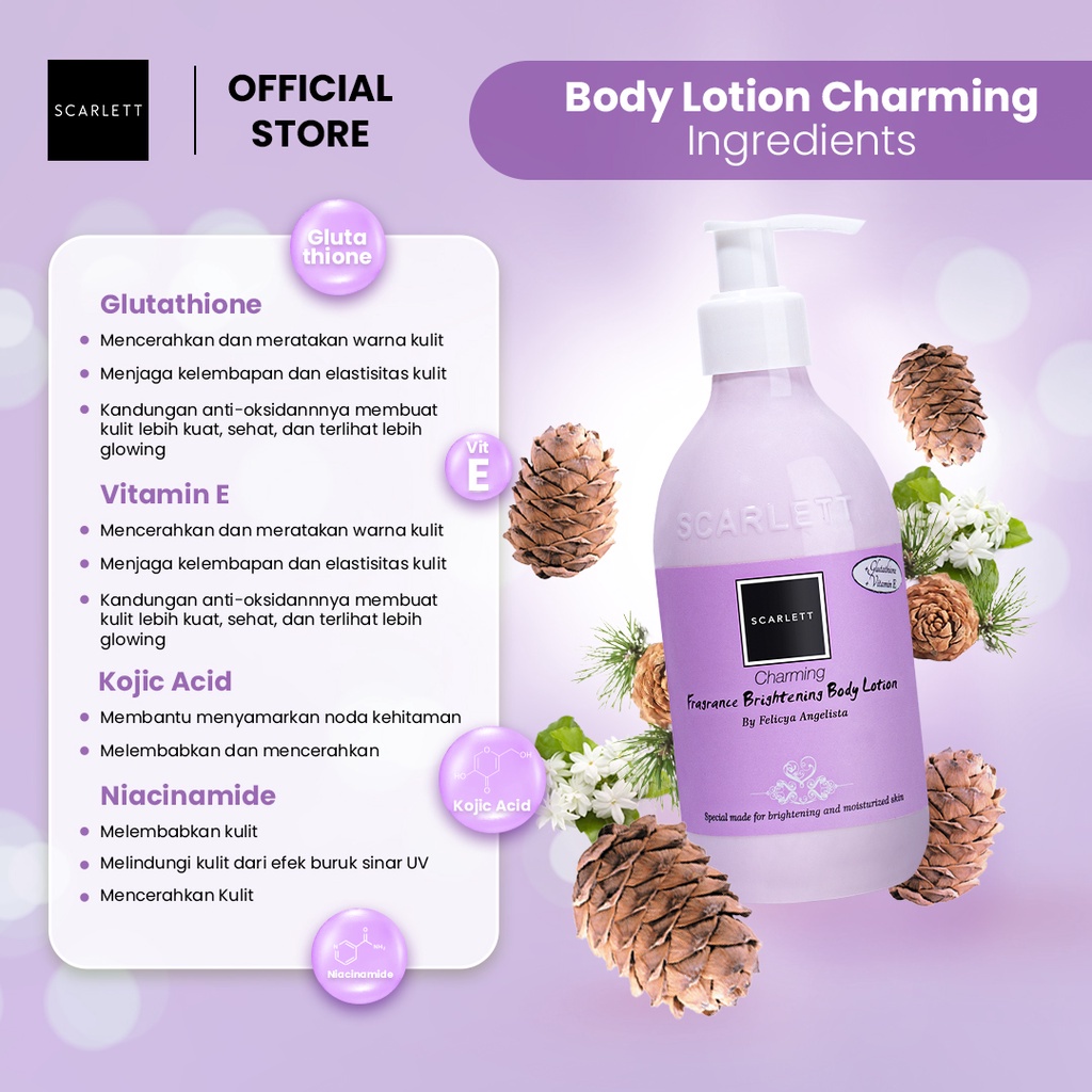 (RM) READY ~ SCARLETT CHARMING SERIES - CHARMING BODY LOTION/BODY SERUM/BODY CREAM/LULUR/SABUN SHOWER SCRUB SCARLETT