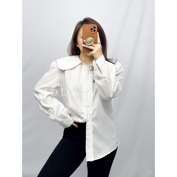 MDLV ~ BM 8618 HERMIONE PLEATED COLLAR SHIRT