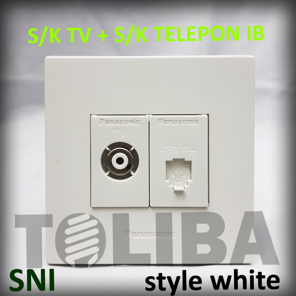 stopkontak tv + stop kontak s/k telepon jack rj11 panasonic ib minimalis style white sni