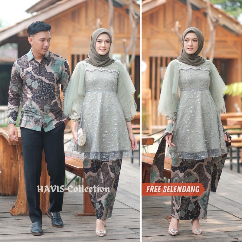 Kebaya Luna Couple Wisuda Modern Setelan Kebaya Brokat Batik Tunangan Lamaran Kondangan Terbaru Havis Collection