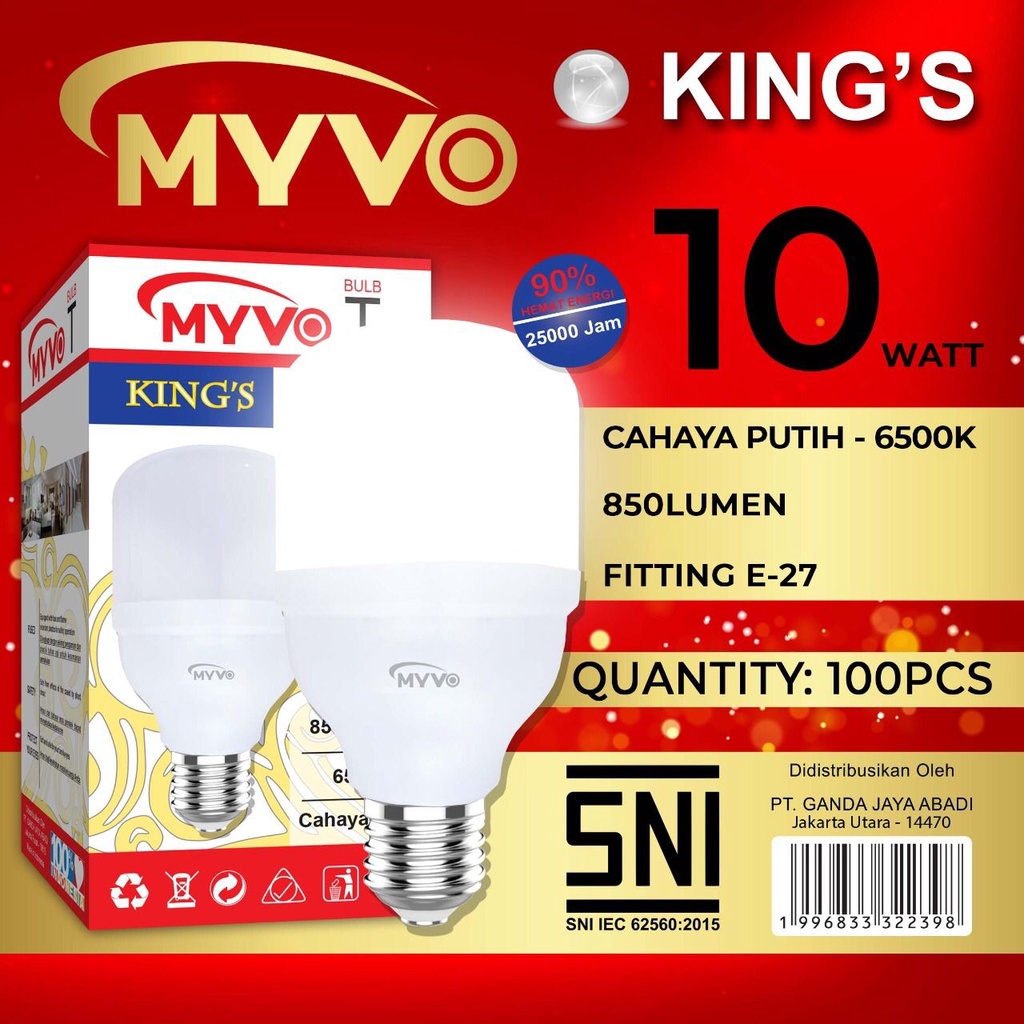 Lampu Led 10watt Myvo King Capsule T Bulb Cahaya Putih Bergaransi