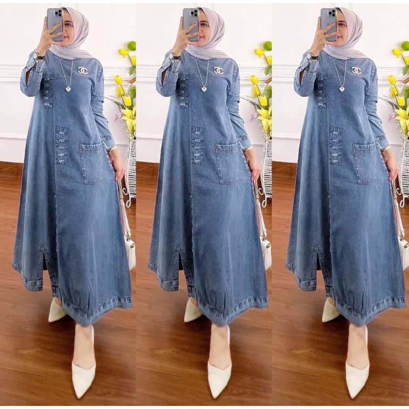 Dina midi dress jeans wash