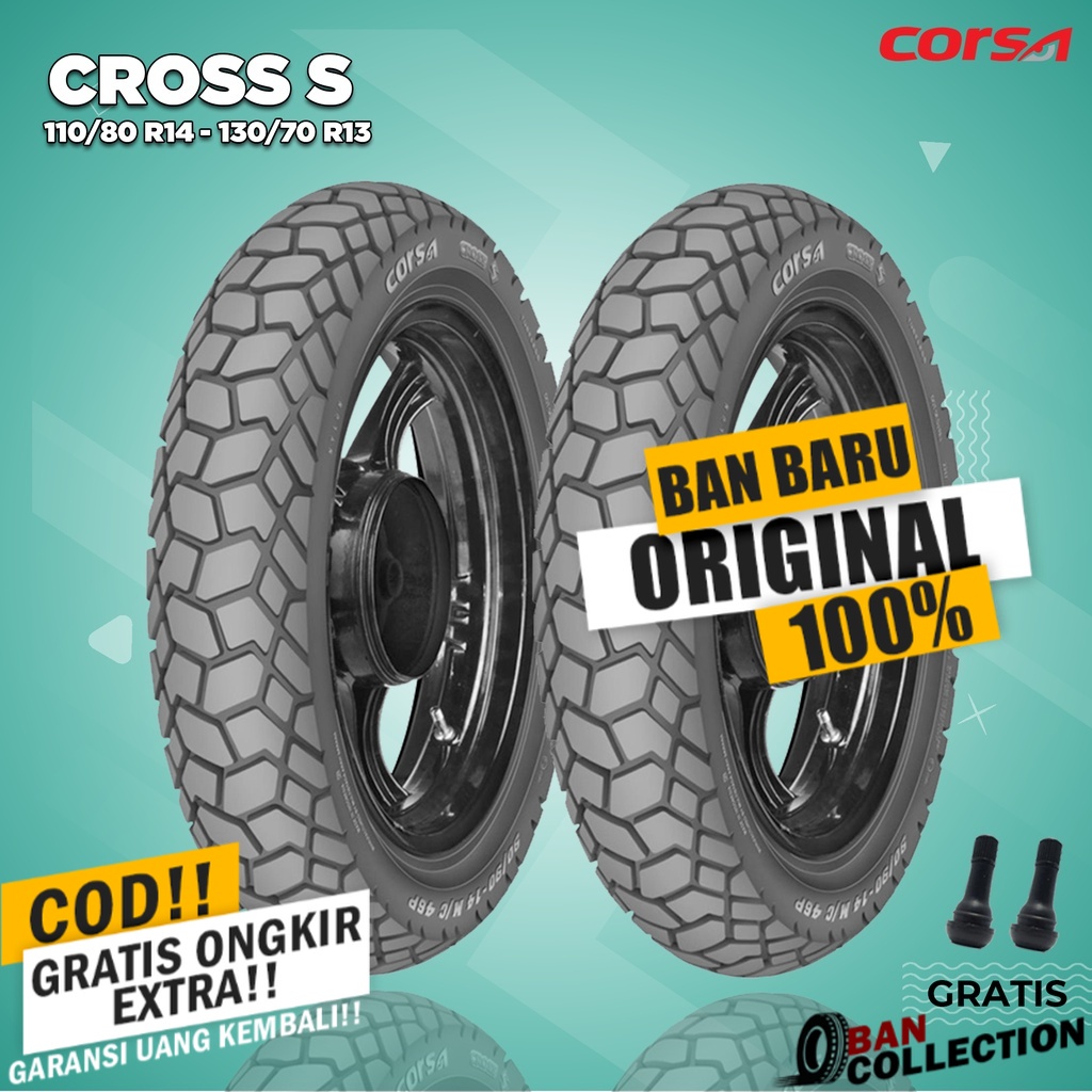 Paket Ban Motor HONDA ADV // CORSA CROSS S 110/80 Ring 14 - 130/70 Ring 13 Tubeless ban motor matic 
