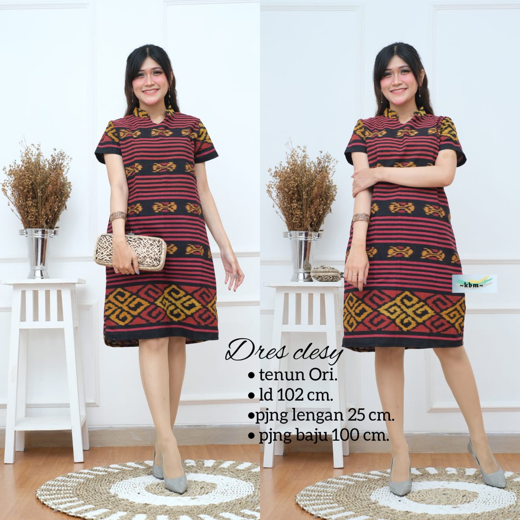 Dress tenun magnolia desy ori tenun troso kekinian dan trendy