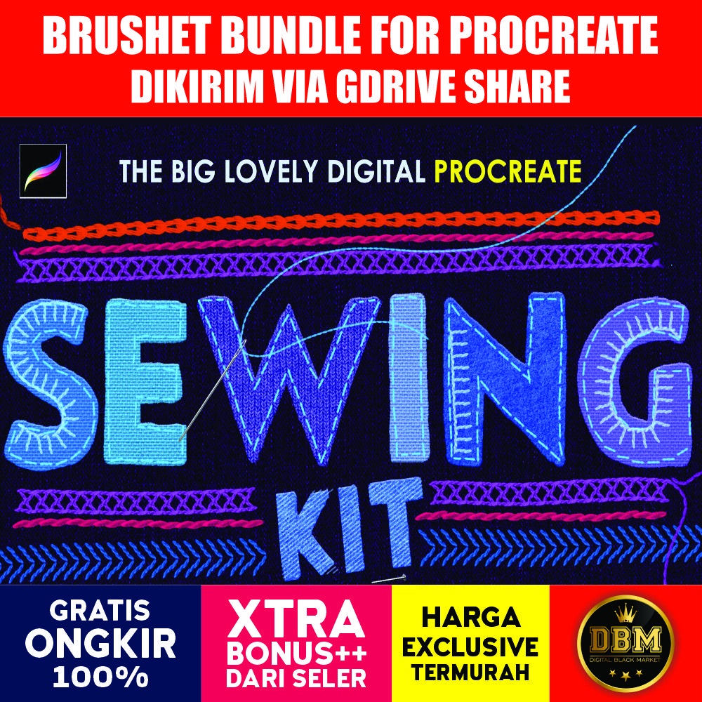 Sewing And Embroidery Procreate Brushes