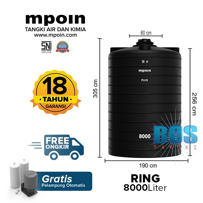 Tangki Air MPOIN PLUS 8000 Liter RING - Toren Air - Tandon Air