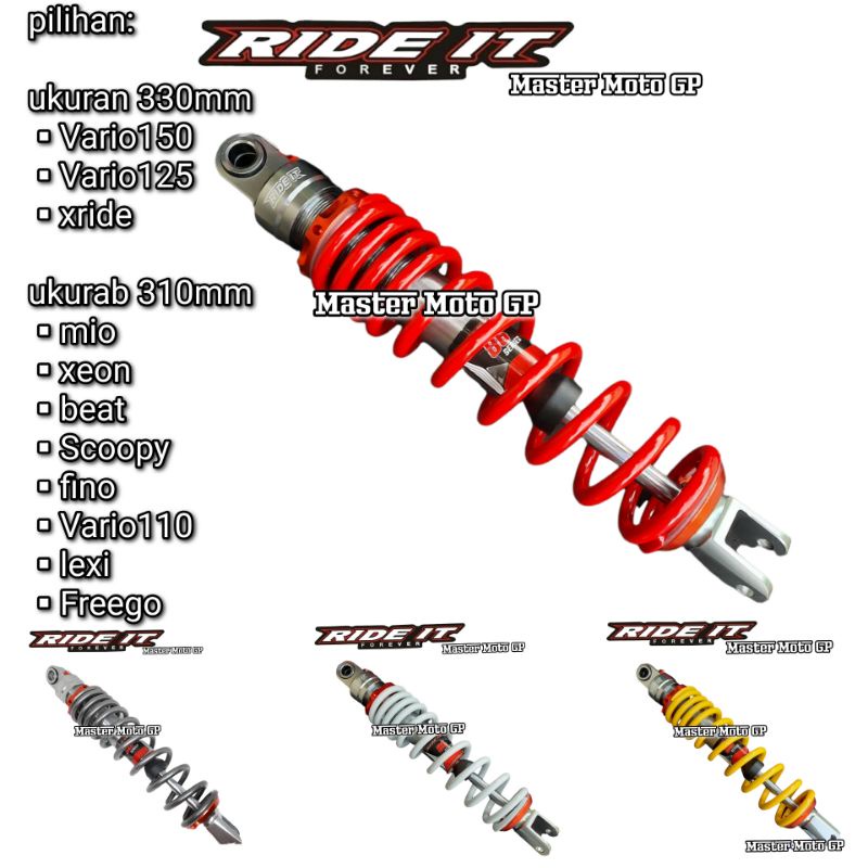 Shock breaker matic shock ride it 86 series 310mm 330mm shock breaker belakang matic Shock belakang mio Vario beat xeon fino scoopy Vario125 Vario150 Xride