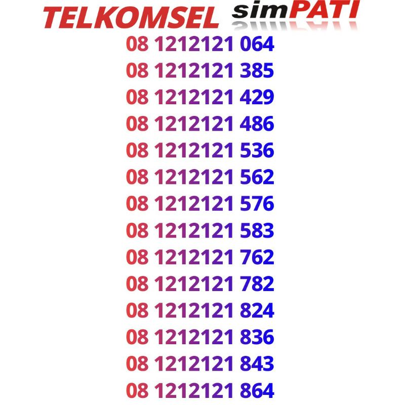 nomor cantik telkomsel simpati 212121/121212