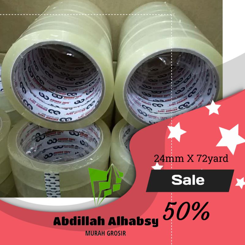 LAKBAN /ISOLASI TAPE 1 INCH 24MM X 72 YARD(LAKBAN OPP BENING 1 INCH)