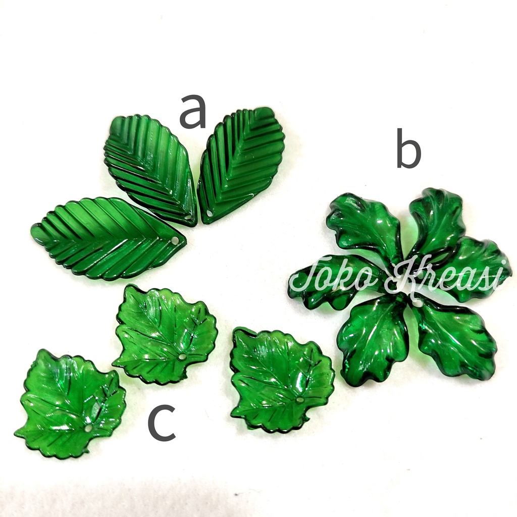 (Per Gram) Daun Bahan Akrilik - Acrylic Bening Hijau / daun plastik