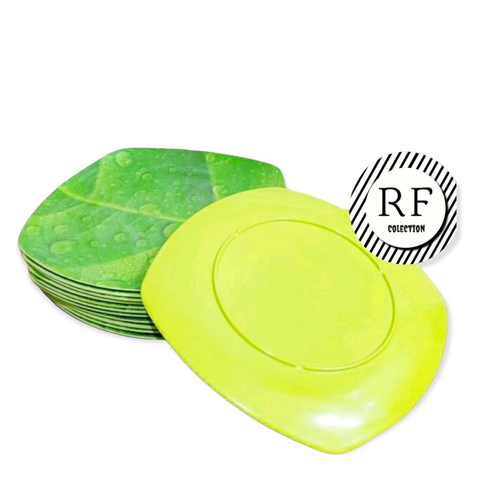 PIRING CEPER 9inch MELAMIN DAUN HIJAU 6 PCS PIRING SAJI MELAMIN PIRING MAKAN MELAMIN MOTIF DAUN