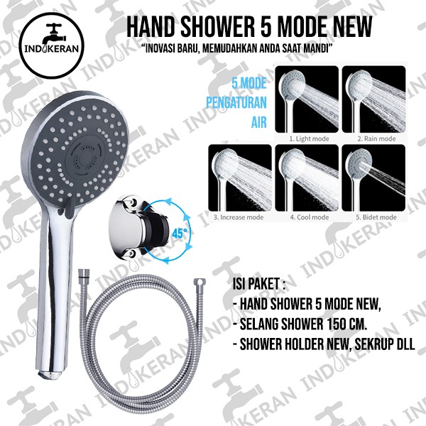 INDOKERAN - Hand Shower Mandi 5 Mode New - High Quality