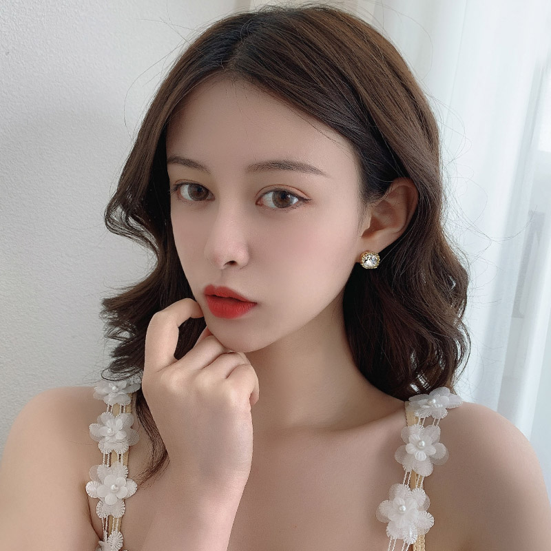 Anting Kristal Persegi Berlian Berkilau Untuk Wanita Korea simple fashion