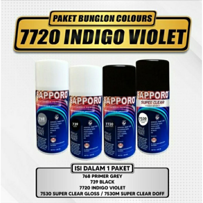Paket Cat Semprot Sapporo Bunglon Indigo Violet / Pilok / Pylox