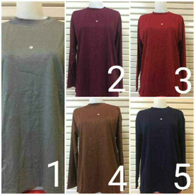 Kaos Manset Jumbo Pria Wanita / Dalaman Baju Muslim Atasan Premium Polos Lengan Panjang Hijab XXXL
