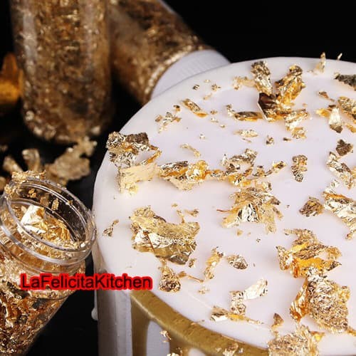 

JUMBO EDIBLE GOLD SHEET LEAF PAPER KERTAS BOTOL KUE FOOD FONDANT ART