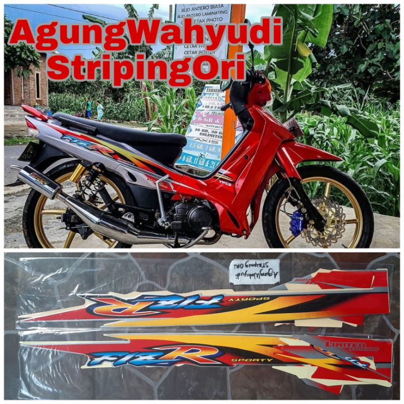 STIKER STRIPING LIS BODY MOTOR YAMAHA FIZR FIZ R F1ZR LE LIMITED EDITION MERAH SILVER