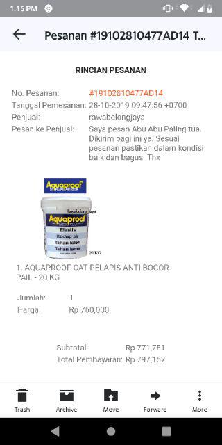 Aquaproof Cat Pelapis Anti Bocor Pail - 20 Kg
