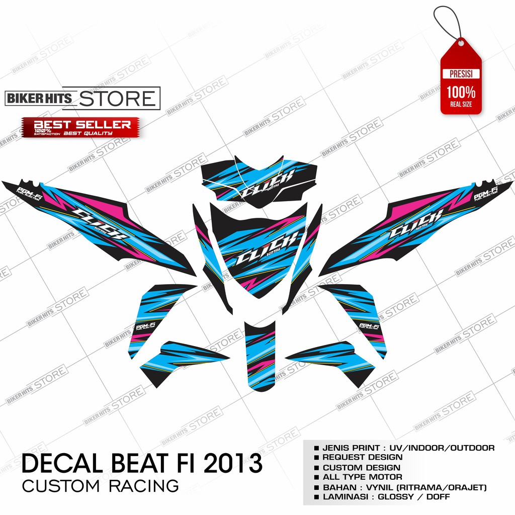 DECAL STIKER  STRIPING MOTOR  VARIASI HONDA BEAT  FI  2013 