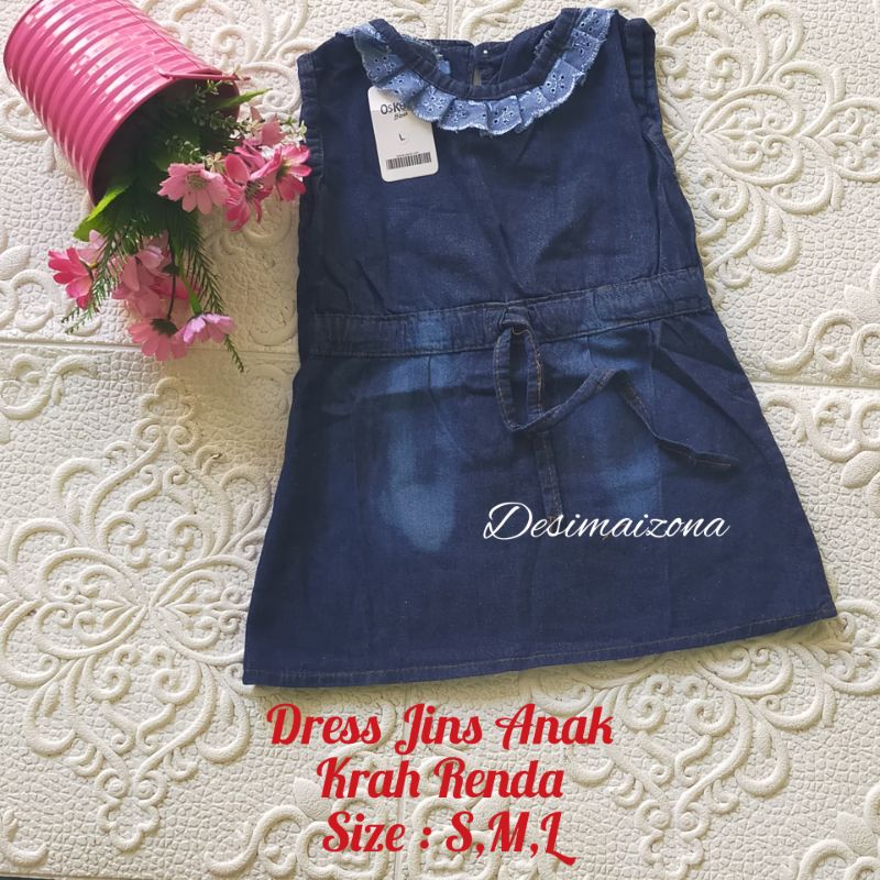 DRESS JINS ANAK KEKINIAN,KRAH RENDA,SIZE S,M,L,PERKIRAAN USIA 1-3 TAHUN.