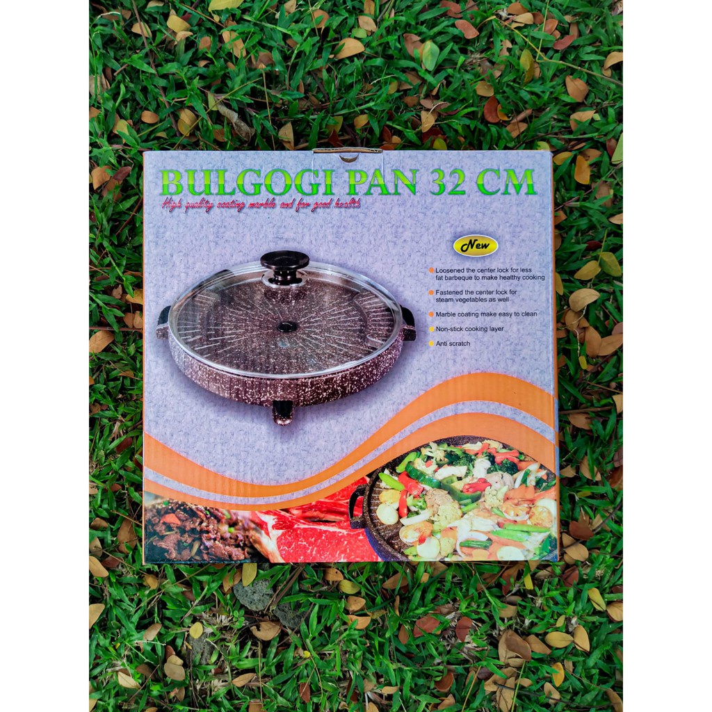 BULGOGI PAN TANPA TUTUP KACA - Bulgogi Pan 32cm Grill Marble Panggangan BBQ - Grill Pan 32 cm