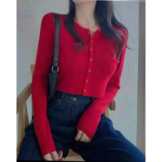 BAILEY CARDI RAJUT/ANGEL BOTON SKIRT/CROP TOP CARDIGAN BB:30 - 55KG /SWEATER RAJUT WANITA_CROPPED_ASIA