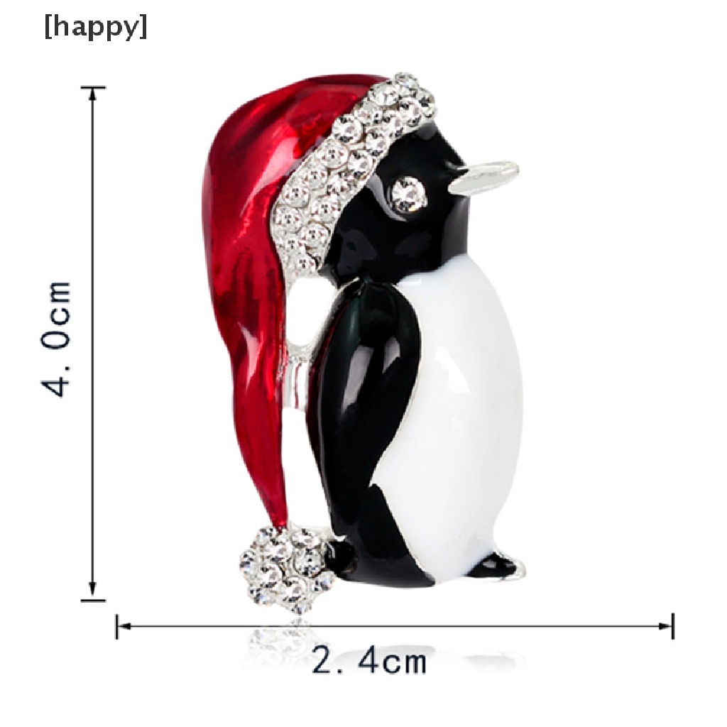 1pc Bros Pin Bentuk Penguin Natal Aksen Berlian Imitasi Untuk Hadiah Pesta