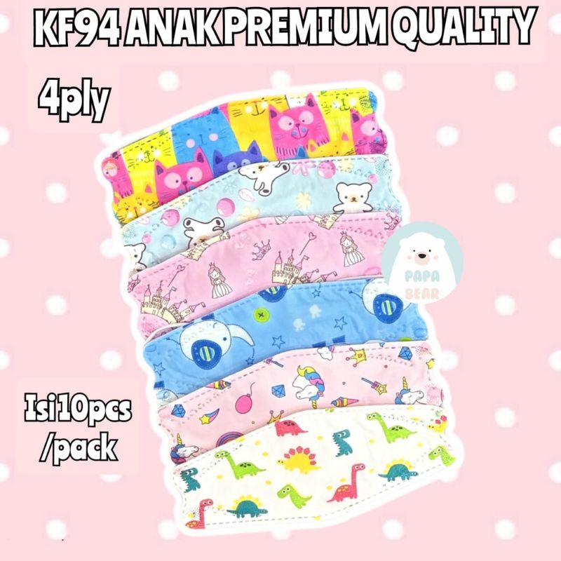 Masker Anak KF94 Motif Cowok Cewek 4ply Lucu Isi 10 Lembar Earlop Earloop Tebal Karakter Premium