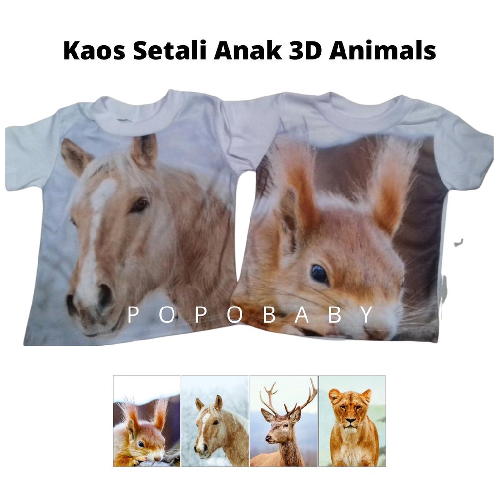 SALE! BISA COD KAOS SETALI / OBLONG HARIAN ANAK PEREMPUAN/ LAKI 3D ANIMALS MURAH